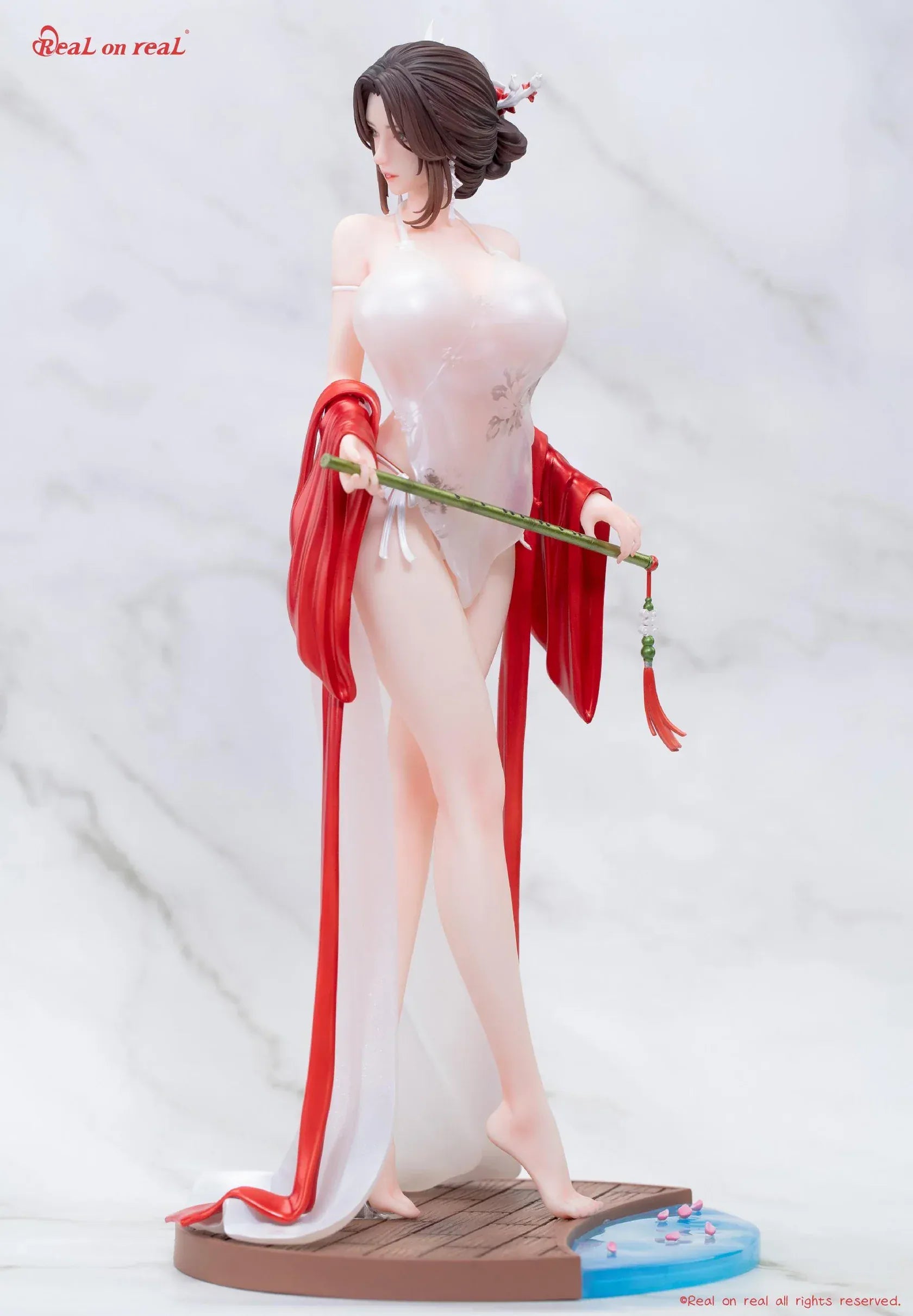Qing Yun 1/6 scale original illustration figure with flowing white dress and red ribbons