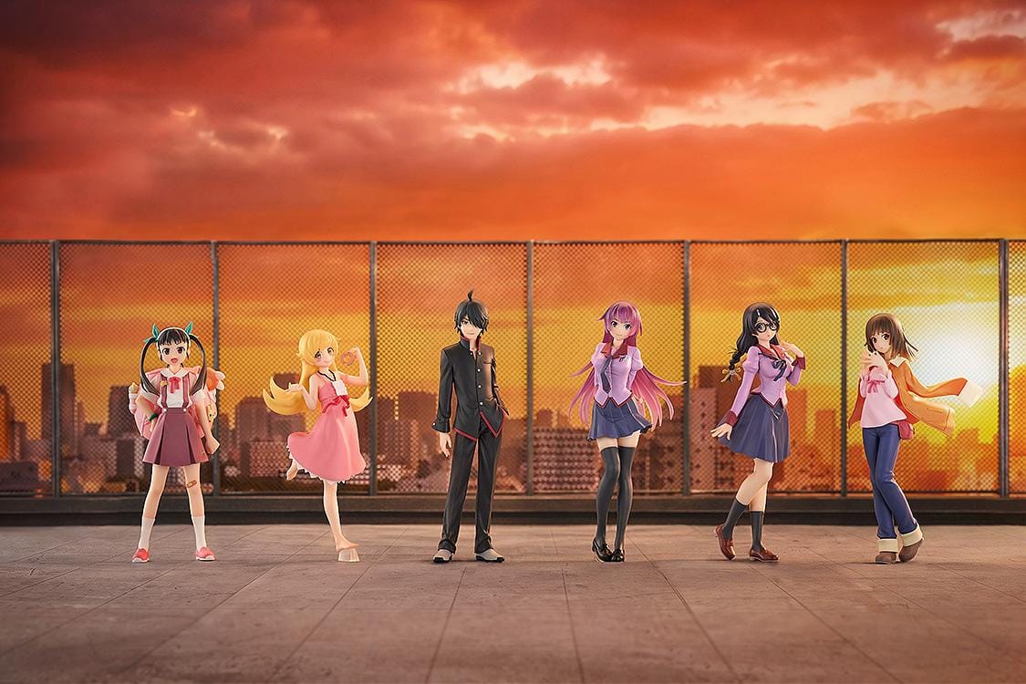 Monogatari CHILLfigg Bakemonogatari boxed set of 6 anime character figures with individual display bases and signature outfits