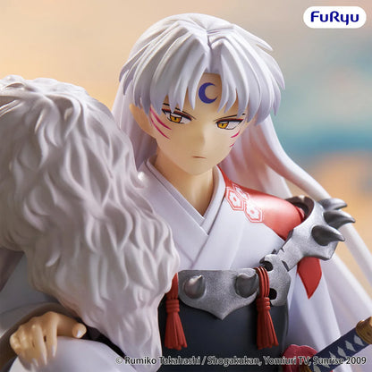 InuYasha Sesshomaru Vol. 2 Noodle Stopper Figure seated in white outfit with armor and fur pelt