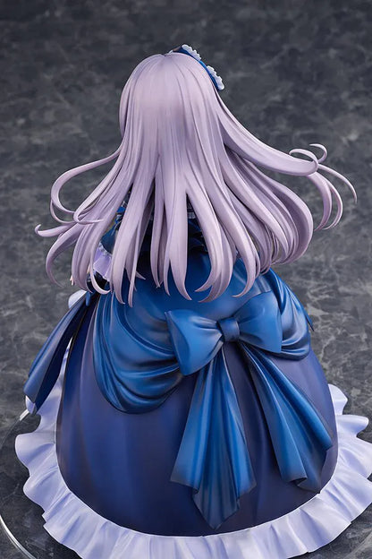 Yu-Gi-Oh! Monster Figure Collection Ghost Belle and Haunted Mansion 1/7 Scale Figure with lavender hair, dark blue gothic dress, layered ruffles, and clear display base