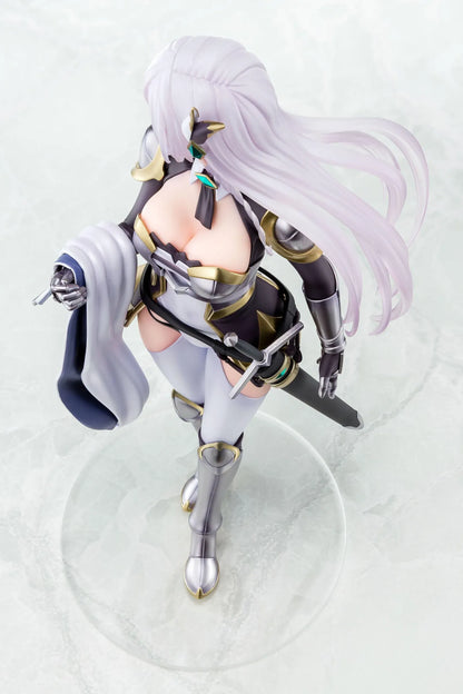 Old Country Bumpkin to Master Swordsman Allucia Citrus 1/6 Scale Figure with pale lavender hair, silver armor, sword accessory, cape, and clear display base
