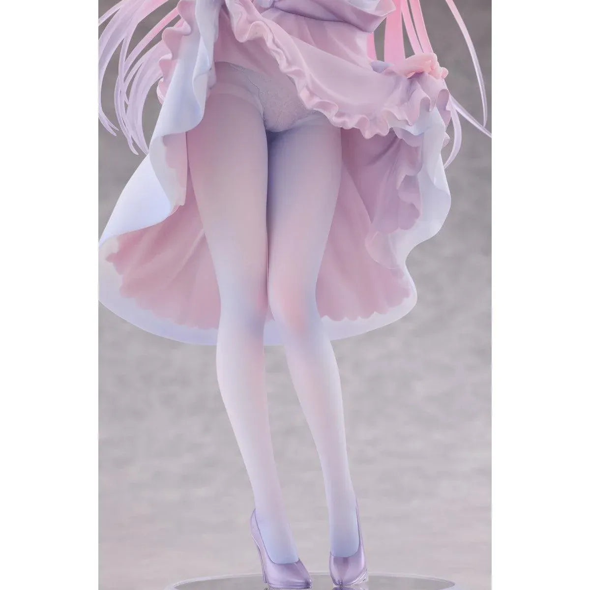 Maid Oneesan Cynthia Different Color Ver. 1/6 Scale Figure illustrated by Yukimiya Yuge, featuring a pink-haired anime girl in a frilly pink and white maid outfit with a black top, white stockings, and high heels.