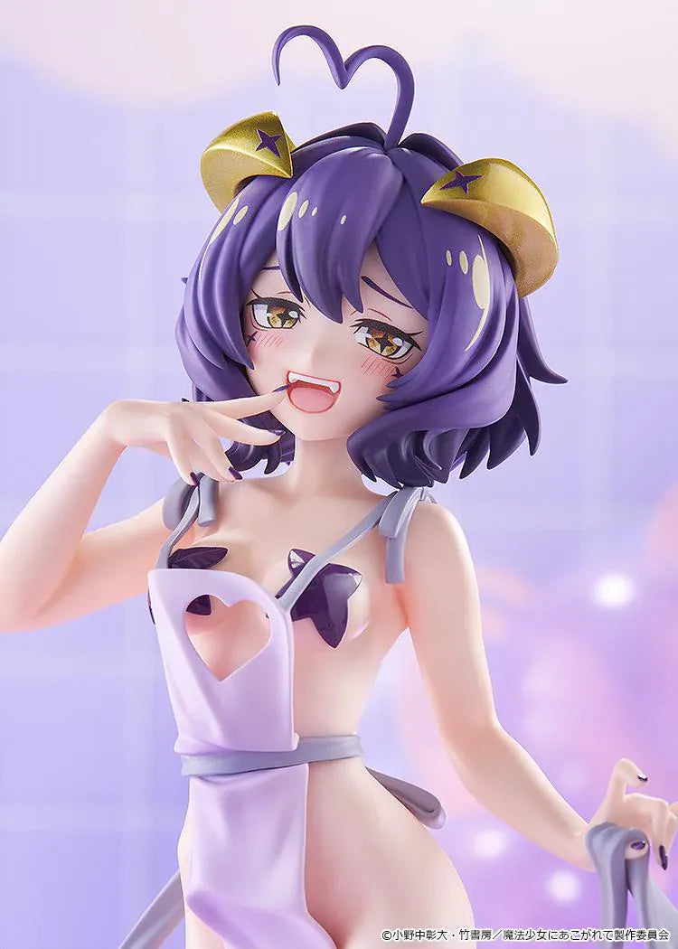 Gushing over Magical Girls POP UP PARADE L Magia Baiser Naked Apron Ver. featuring Magia Baiser with purple hair, horn details, apron-style outfit, and mischievous pose.