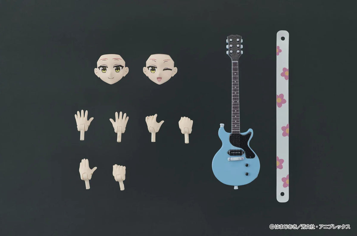 Bocchi the Rock! DIGACTION Ikuyo Kita figure winking while holding a light blue guitar, wearing a black band T-shirt and white pleated skirt.