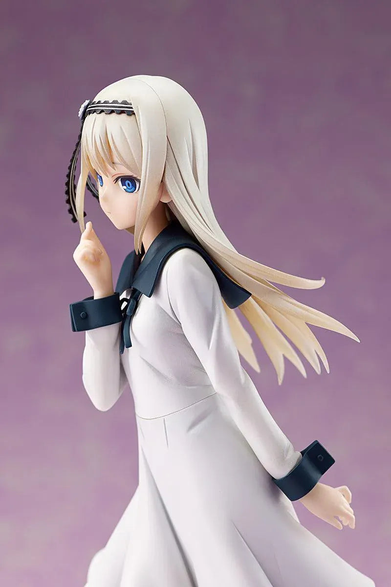 Kaguya-sama Love is War The First Kiss That Never Ends Kei Shirogane 1/7 scale figure wearing a flowing white dress with a translucent blue heart display base