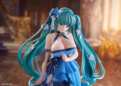Goddess of Victory Nikke Privaty Banquet Princess 1/7 scale figure wearing flowing blue evening dress with long teal twin-tails.