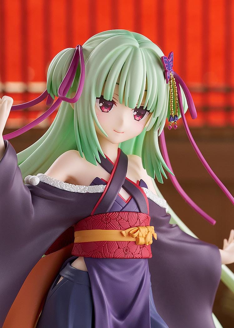Senkoi Manbana POP UP PARADE Murasame L Size Figure featuring Murasame with long mint-green hair, kimono-style outfit, flowing sleeves, and butterfly hair accessory.