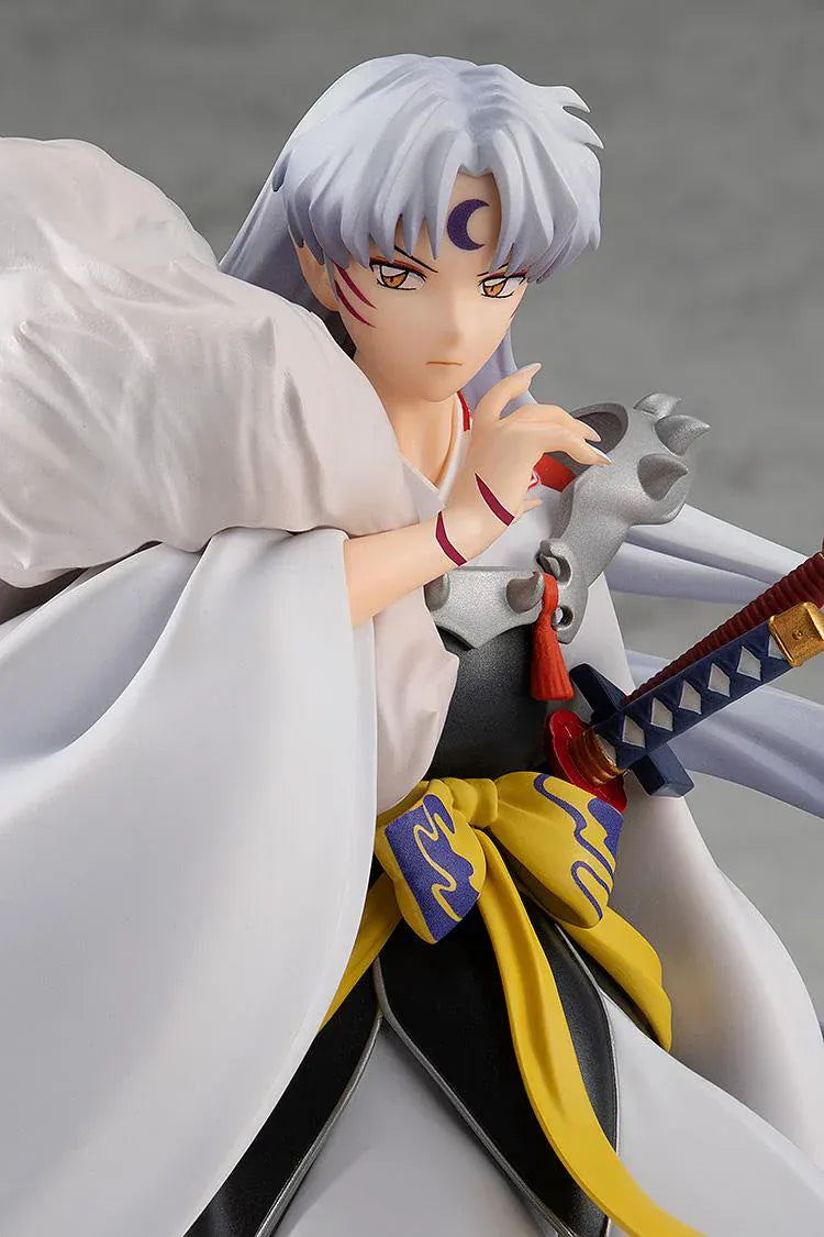 InuYasha POP UP PARADE Sesshomaru rerun figure with flowing silver hair, white kimono, and sword accessory