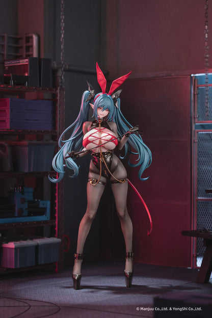 Azur Lane Regensburg The Dark Dragon’s Dungeon 1/6 scale figure with black bodysuit, red accents, and flowing teal twin-tails