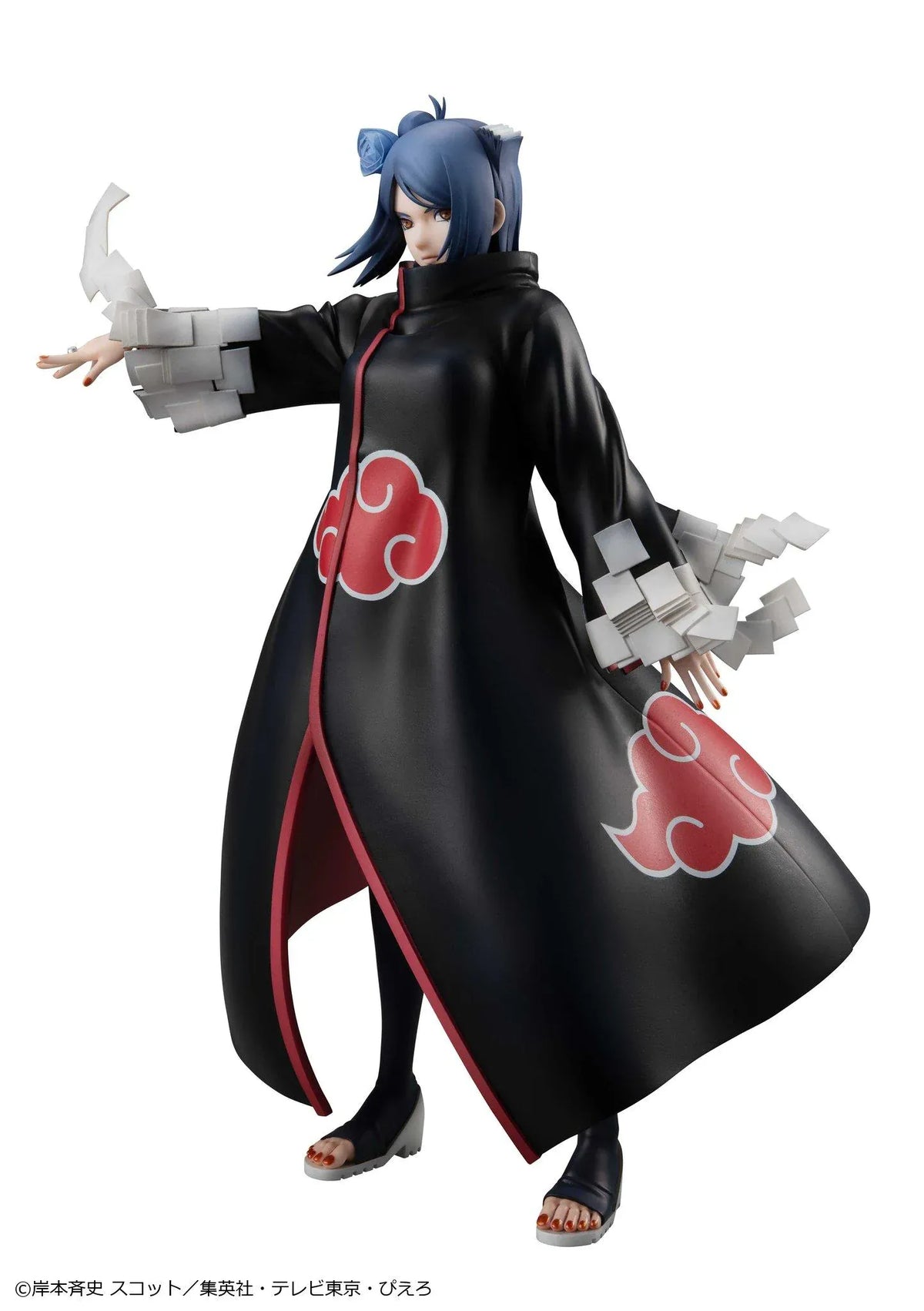 Naruto Shippuden Gals Series Konan figure wearing an Akatsuki cloak with paper ninjutsu effects