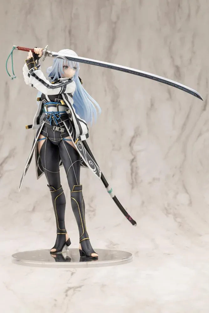 Trails through Daybreak Shizuna Rem Misurugi 1/8 scale figure with flowing pale blue hair, a white jacket, and a sword raised above her head.