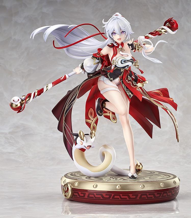 Kiana Ba-Dum Fiery Wishing Star 1/7 scale figure from Honkai Impact 3rd with red outfit, staff weapon, and themed display base