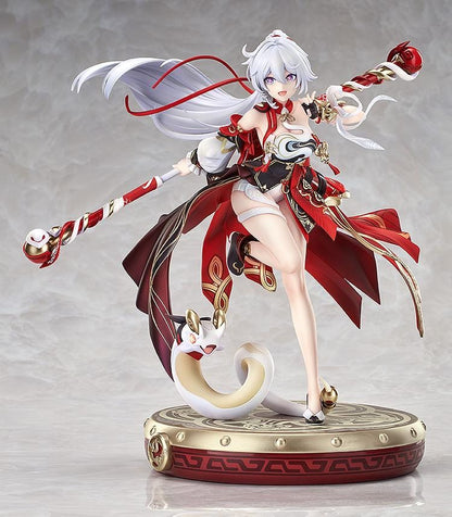 Kiana Ba-Dum Fiery Wishing Star 1/7 scale figure from Honkai Impact 3rd with red outfit, staff weapon, and themed display base