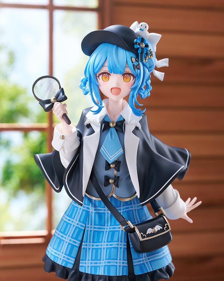 Magical Girl Witch Trials POP UP PARADE Sherry Tachibana L Size Figure with blue hair, plaid skirt, black cap, and handheld mirror