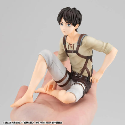 Attack on Titan G.E.M. Series Eren Tenohira Figure seated with short black hair, harness outfit, and focused expression