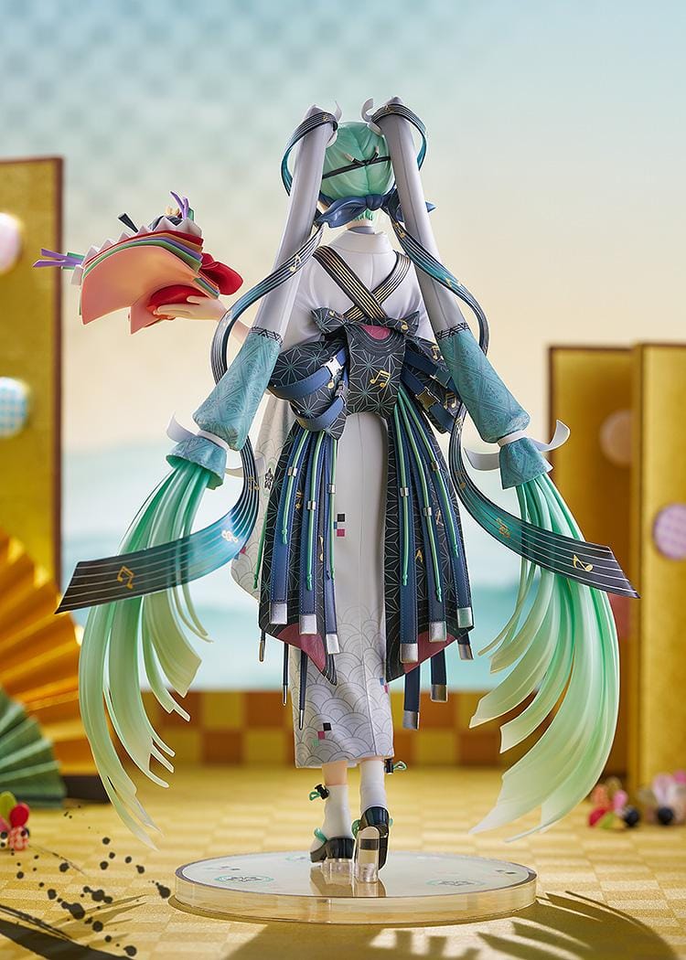 Hatsune Miku Smile x Future Ver. 1/7 scale figure wearing a kimono-inspired outfit with mint twin tails and decorative fan accessory