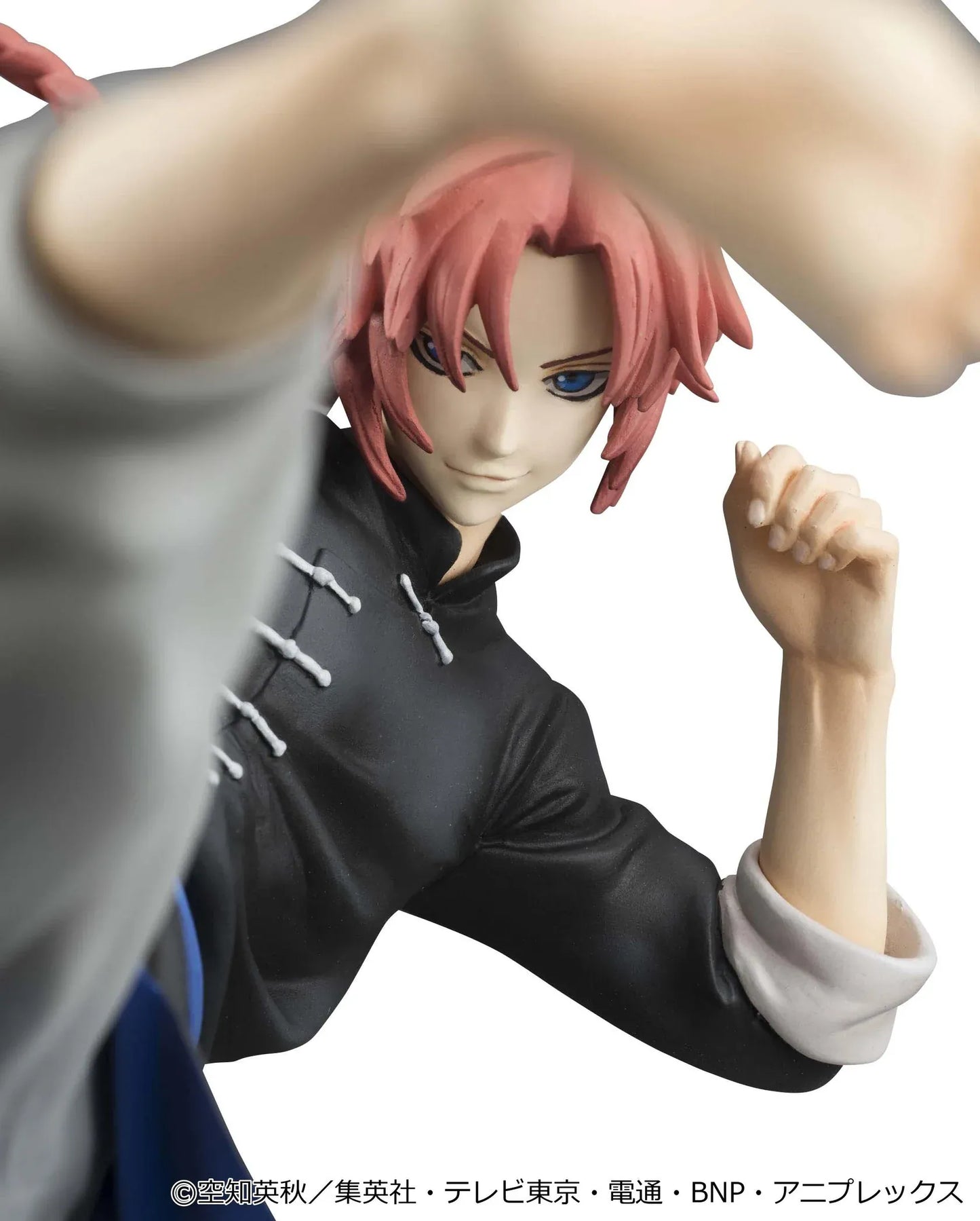 Gintama G.E.M. Series Kamui Ver.2 Reissue figure with red hair, black outfit, blue sash, and dynamic high-kick pose