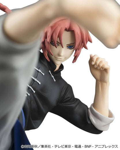 Gintama G.E.M. Series Kamui Ver.2 Reissue figure with red hair, black outfit, blue sash, and dynamic high-kick pose