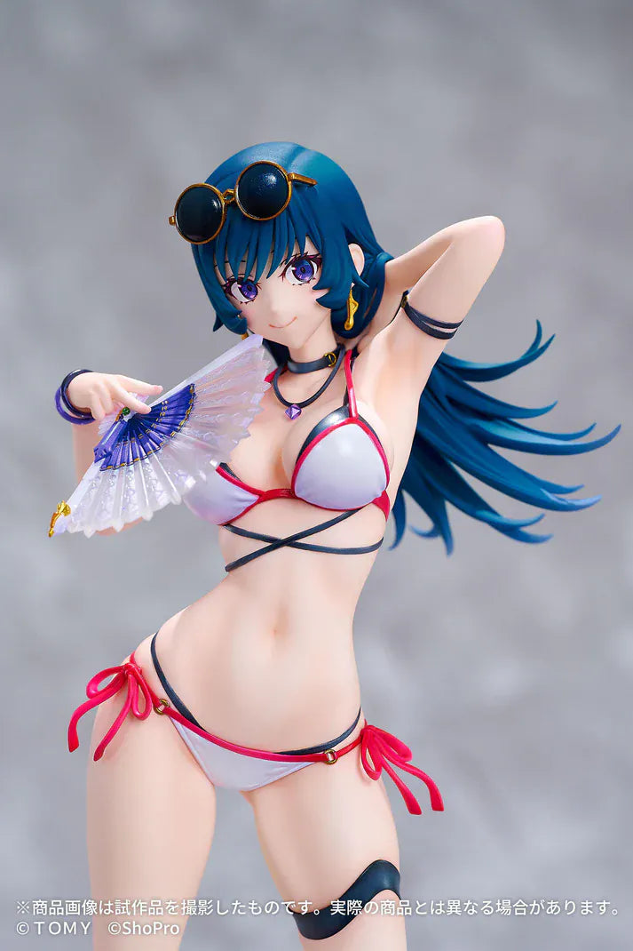 Zoids Genesis Spark Fig Grande SF-G01 Kotona Elegance 1/7 Scale Figure featuring Kotona with long dark teal hair, purple eyes, sunglasses, and beach-style outfit.