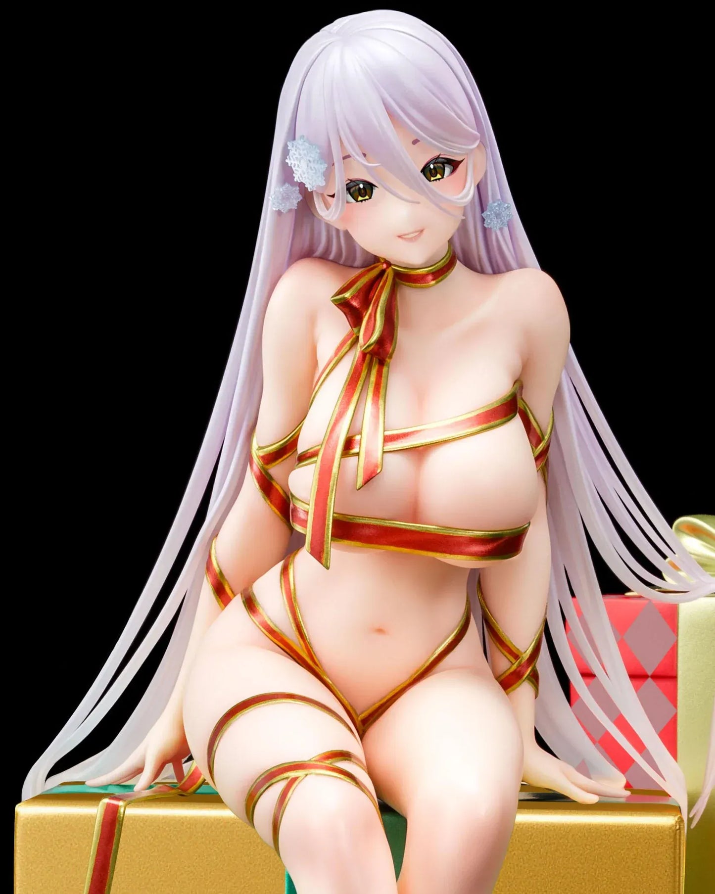 Mariya illustration by Masami Chie 1/6 scale figure sitting on stacked gift boxes wrapped in metallic ribbon on round base