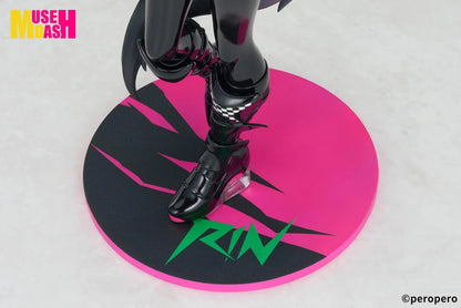 Muse Dash LIMEPIE Rin Racer 1/8 scale figure wearing a glossy black-and-pink racing outfit.