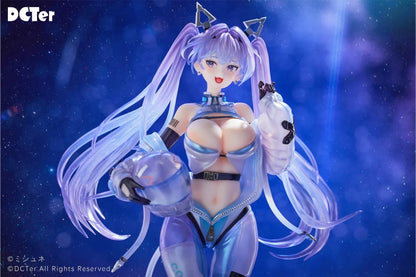 Star Sky Aila 1/7 scale figure featuring lavender twin tails, a futuristic blue bodysuit, helmet accessory, and custom sci-fi display base