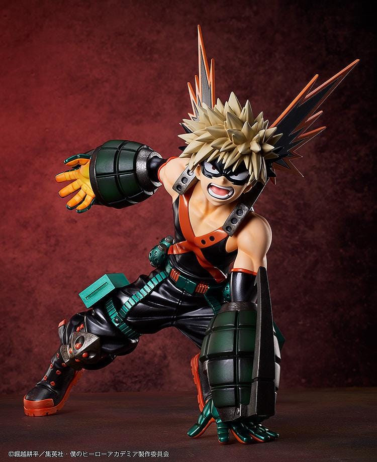 My Hero Academia Katsuki Bakugo (Metallic Ver.) 1/4 Scale Figure featuring Bakugo in an action pose with metallic armor, grenade gauntlets, and dynamic expression.