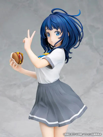 Too Many Losing Heroines Anna Yanami 1/7 Scale Figure featuring Anna with short blue hair, school uniform, snack accessory, and playful peace-sign pose.