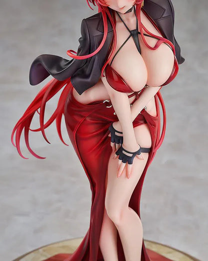 Scale figure of Red Hood from Goddess of Victory: Nikke wearing a red gown and jacket, standing on a decorative base.