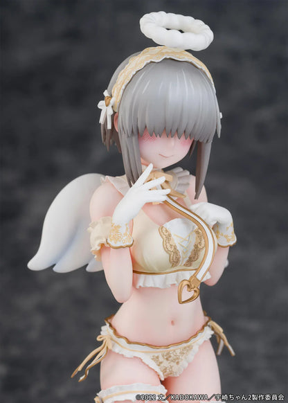 Yanagi Uzaki Angel Ver 1/7 scale figure from Uzaki-chan Wants to Hang Out kneeling with wings and halo on decorative stool