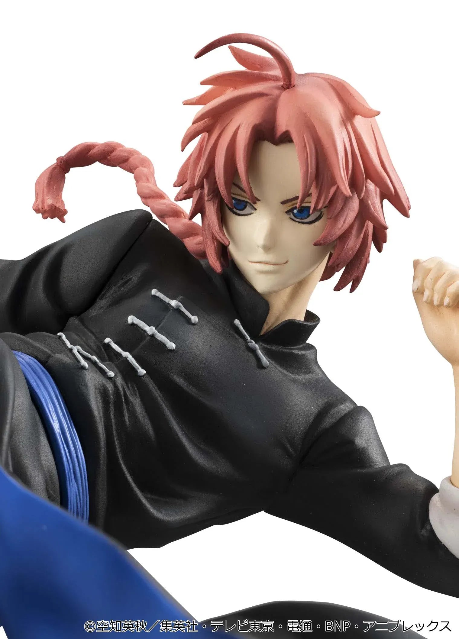 Gintama G.E.M. Series Kamui Ver.2 Reissue figure with red hair, black outfit, blue sash, and dynamic high-kick pose