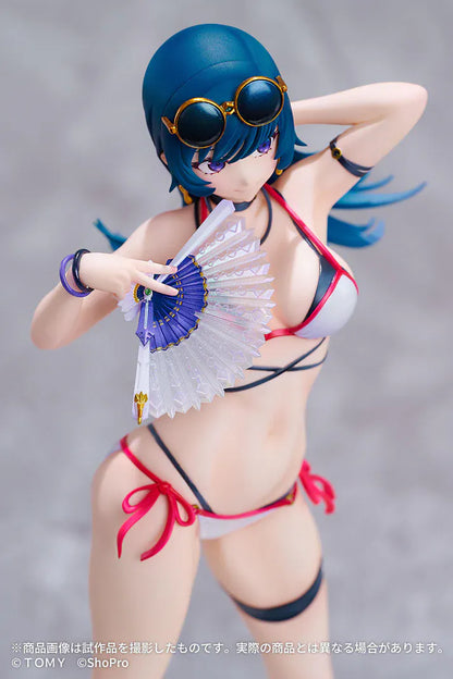 Zoids Genesis Spark Fig Grande SF-G01 Kotona Elegance 1/7 Scale Figure featuring Kotona with long dark teal hair, purple eyes, sunglasses, and beach-style outfit.