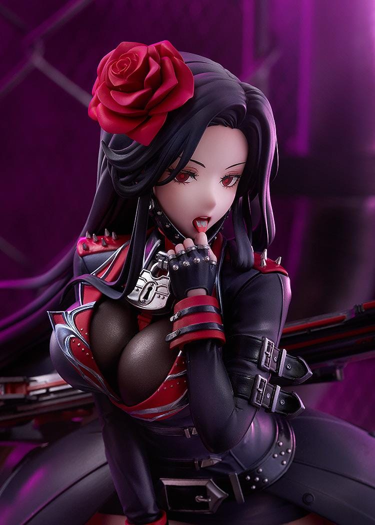 Goddess of Victory: NIKKE Maiden 1/7 Scale Figure in black and red outfit with rose accessory and weapon wings