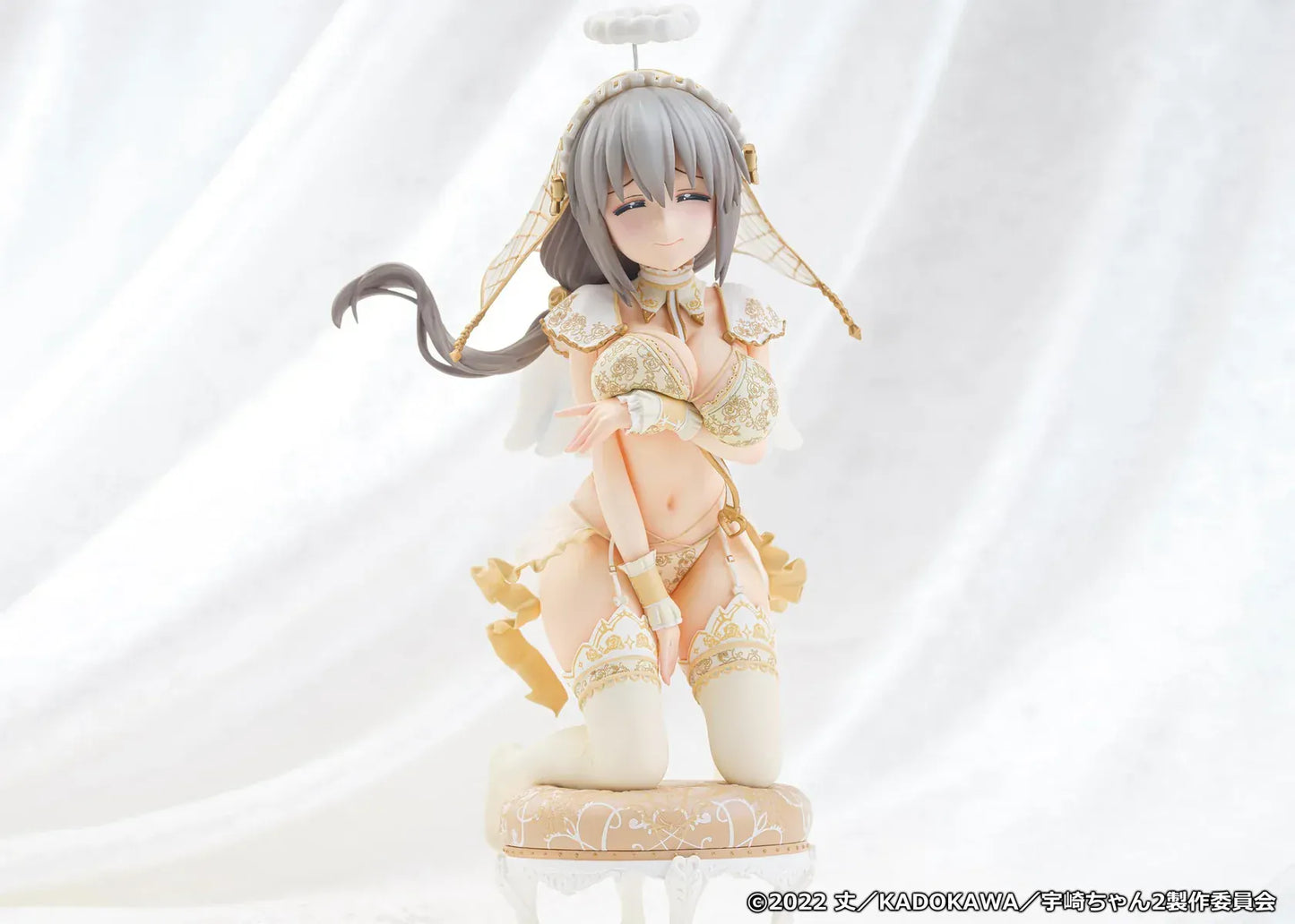 Tsuki Uzaki Angel Version 1/7 scale figure from Uzaki-chan Wants to Hang Out kneeling pose