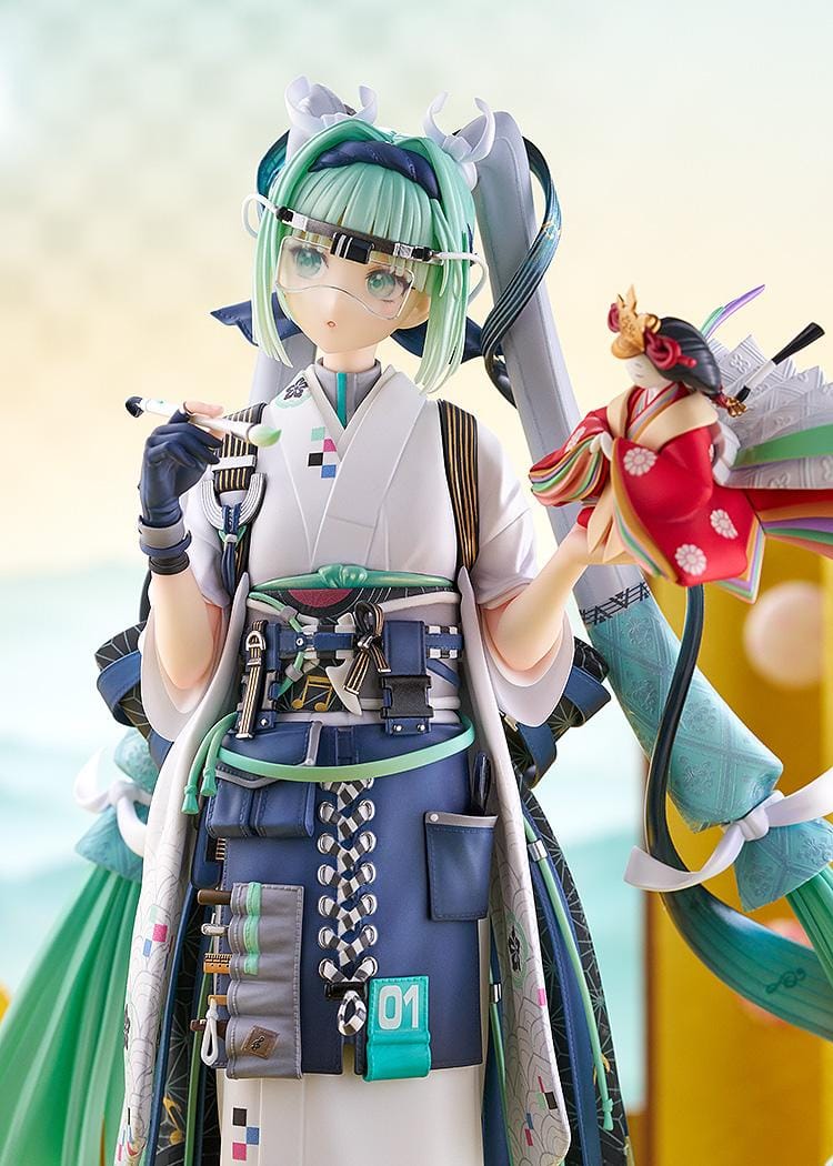 Hatsune Miku Smile x Future Ver. 1/7 scale figure wearing a kimono-inspired outfit with mint twin tails and decorative fan accessory