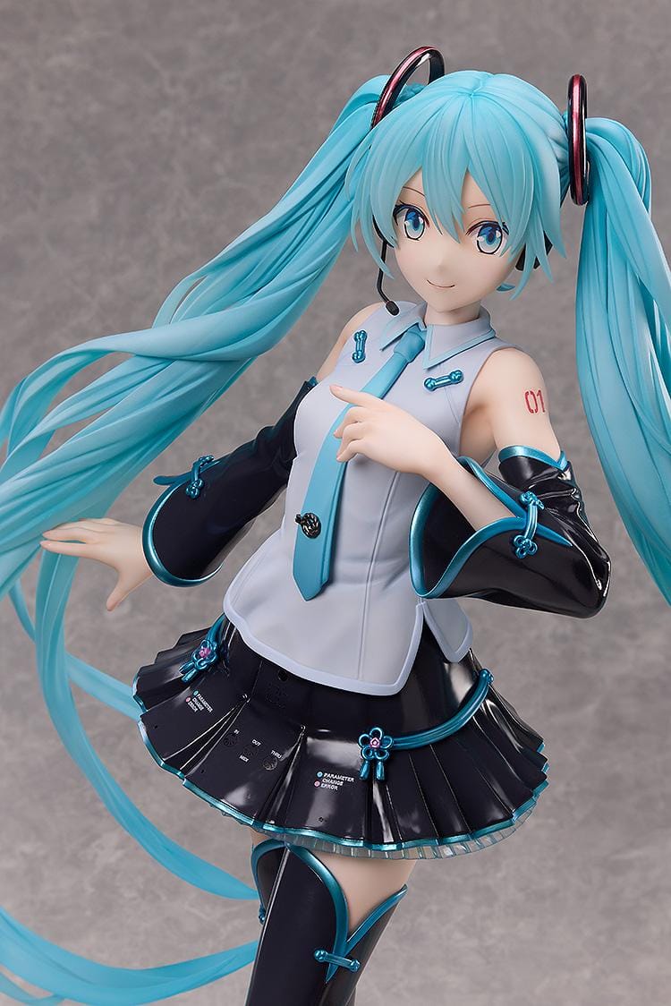 Hatsune Miku V4 CHINESE 1/3 Scale Figure featuring Miku with long teal twin tails, white and black outfit, teal accents, and an elegant display pose.