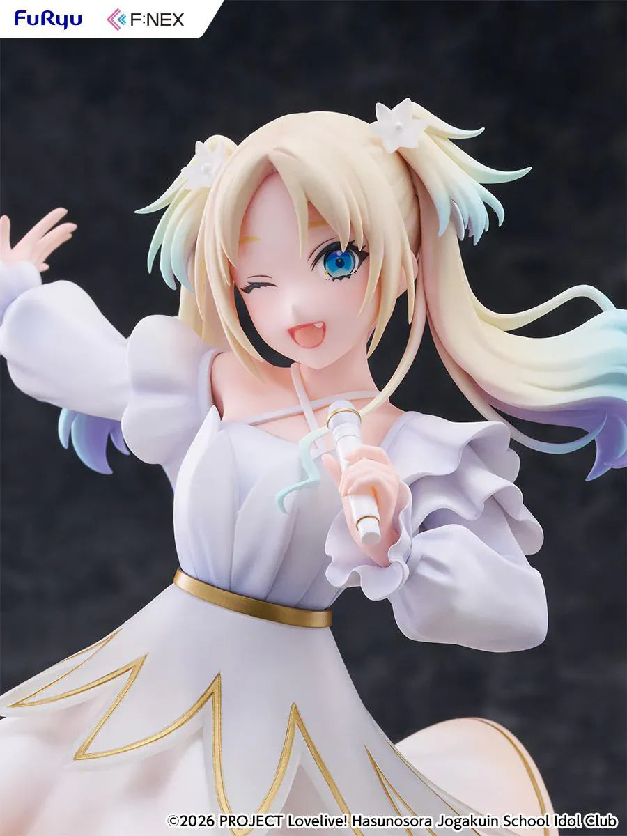 Love Live Hasunosora Girls' High School Idol Club Rurino Osawa 1/7 Scale Figure in white idol dress holding a microphone