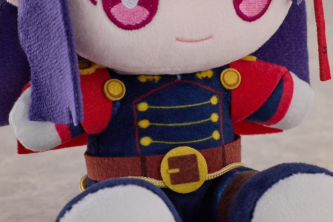 Chained Soldier Punipuni Ren Yamashiro Plushie featuring Ren in a soft chibi-style seated plush design with purple hair, pink eyes, red ribbon, and red-and-black uniform details.