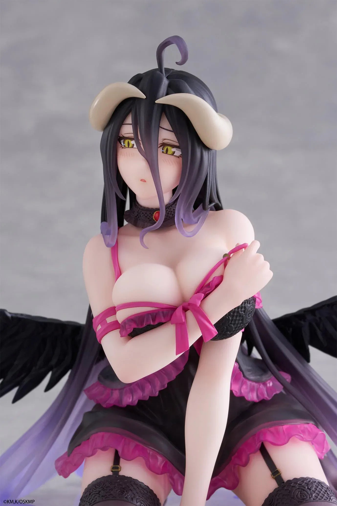 Albedo Negligee Desktop Cute Figure Overlord anime figure with wings and horns seated pose