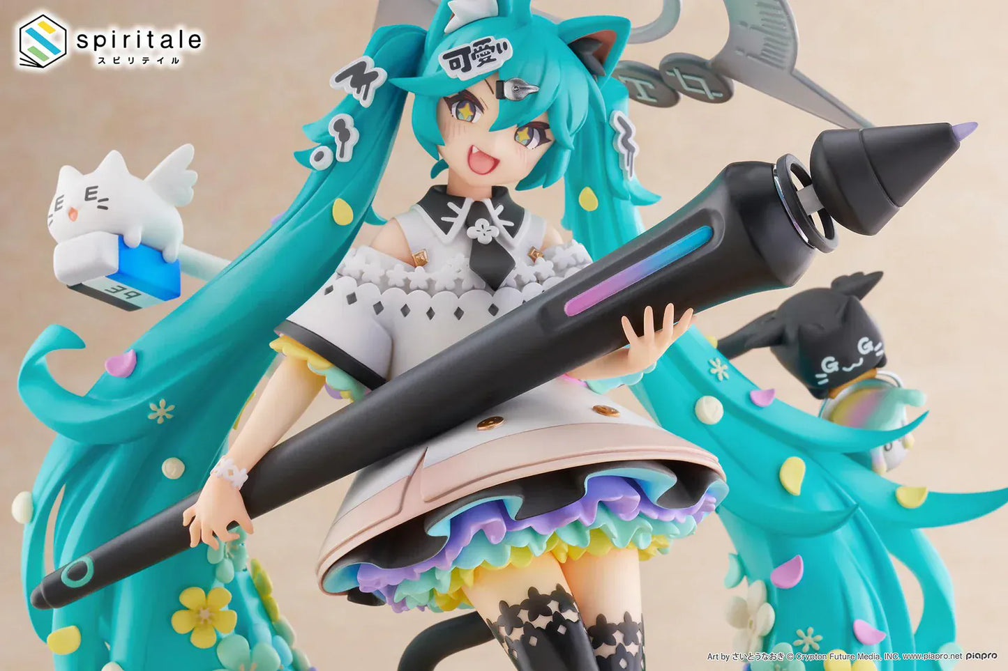 Hatsune Miku x Naoki Saito My Figure Making The Painter Ver 1/7 scale figure holding large paintbrush with floral base