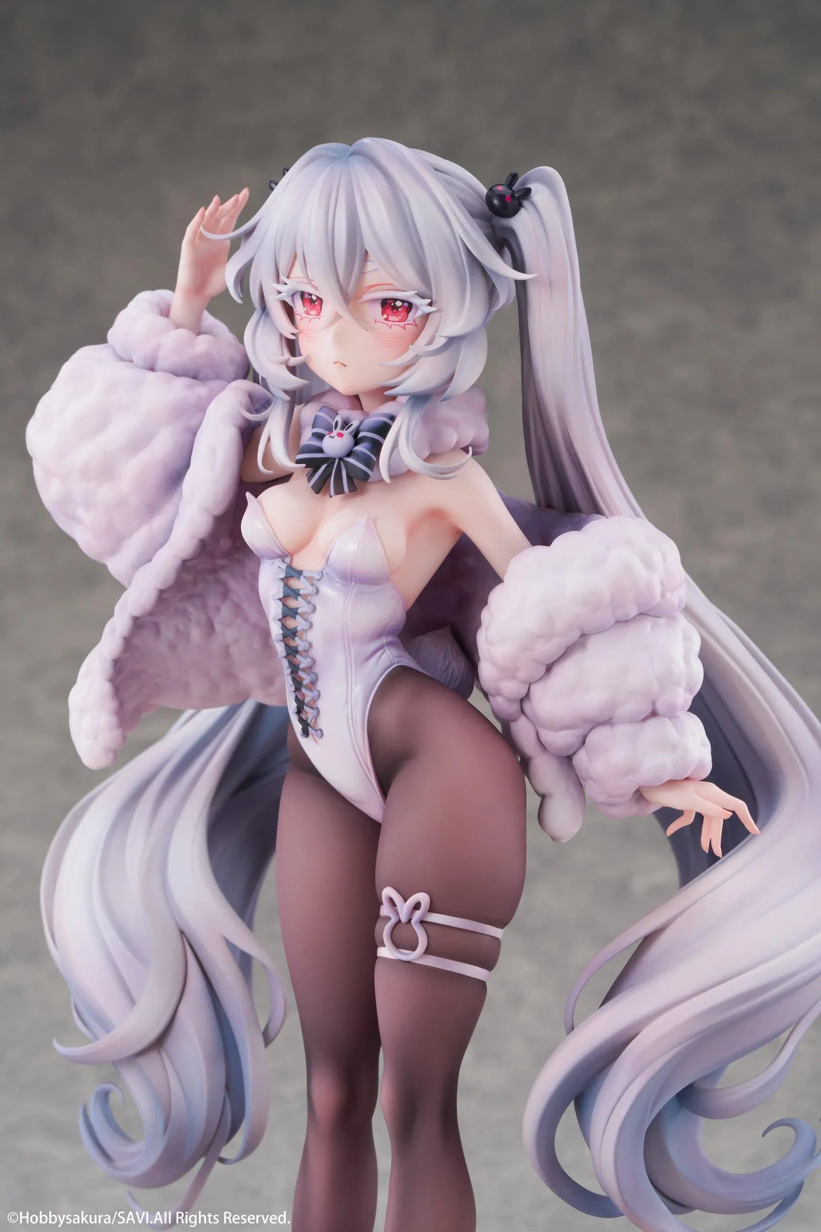 Moon Witch Police Marshmallow Deluxe Ver. 1/6 Scale Figure featuring Marshmallow with silver hair, bunny ear witch hat, lavender outfit, fluffy sleeve accents, bunny companions, and moon-themed display base.