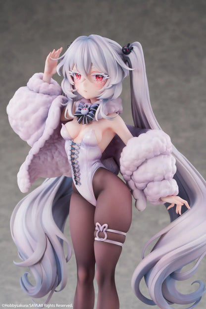 Moon Witch Police Marshmallow Deluxe Ver. 1/6 Scale Figure featuring Marshmallow with silver hair, bunny ear witch hat, lavender outfit, fluffy sleeve accents, bunny companions, and moon-themed display base.