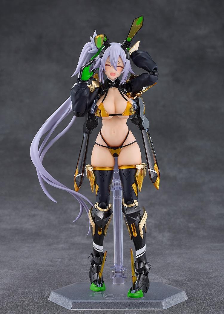 BUNNY SUIT PLANNING figma Silva Barrelline Figure featuring Silva with lavender hair, black-and-gold armored bunny suit, mechanical armor details, and large weapon accessory.