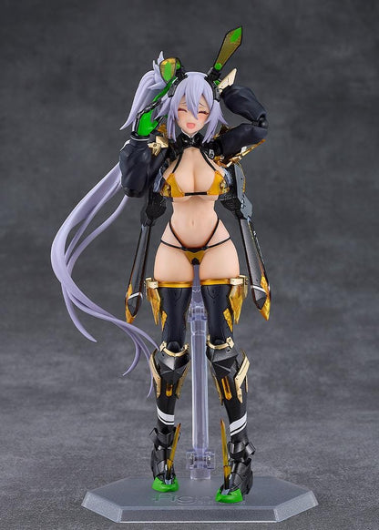 BUNNY SUIT PLANNING figma Silva Barrelline Figure featuring Silva with lavender hair, black-and-gold armored bunny suit, mechanical armor details, and large weapon accessory.