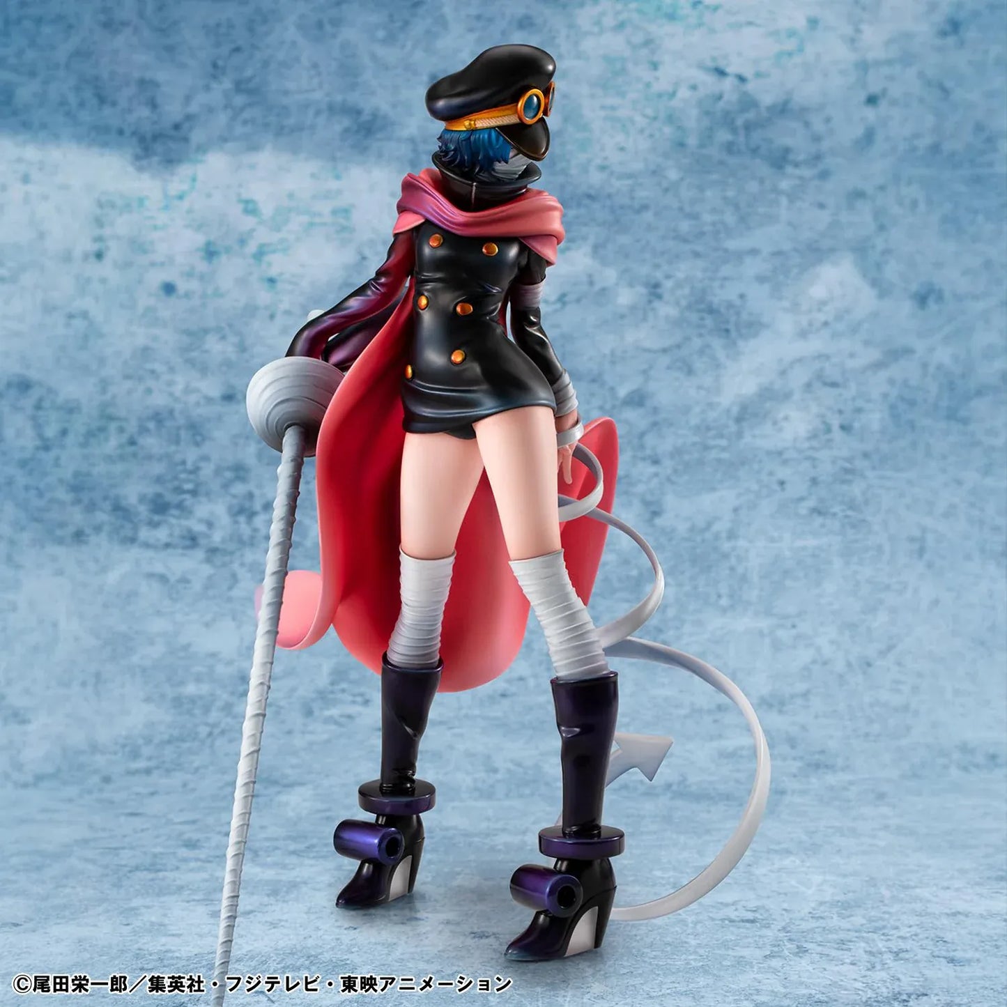 One Piece Portrait Of Pirates Elevated Boost Saint Gunko Figure with black outfit, red cape, goggles, and weapon