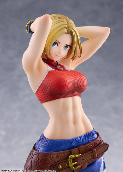 Blue Mary Limited Edition 1/7 scale figure wearing a red crop top, blue pants, brown belt, and white sneakers in a confident standing pose.