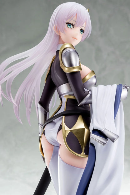 Old Country Bumpkin to Master Swordsman Allucia Citrus 1/6 Scale Figure with pale lavender hair, silver armor, sword accessory, cape, and clear display base