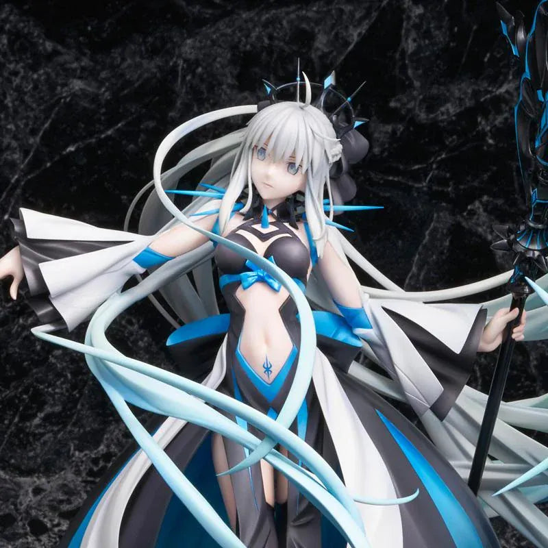 Fate Grand Order Berserker Morgan Le Fay Final Ascension Ver 1/7 Scale Figure with flowing silver hair and large black and blue weapon