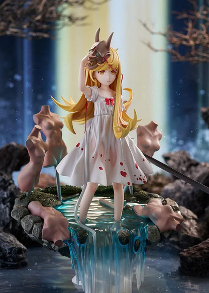 Shinobumonogatari G.S. Collection Shinobu Oshino 1/7 scale figure with oni mask, sword, white dress, and water effect base
