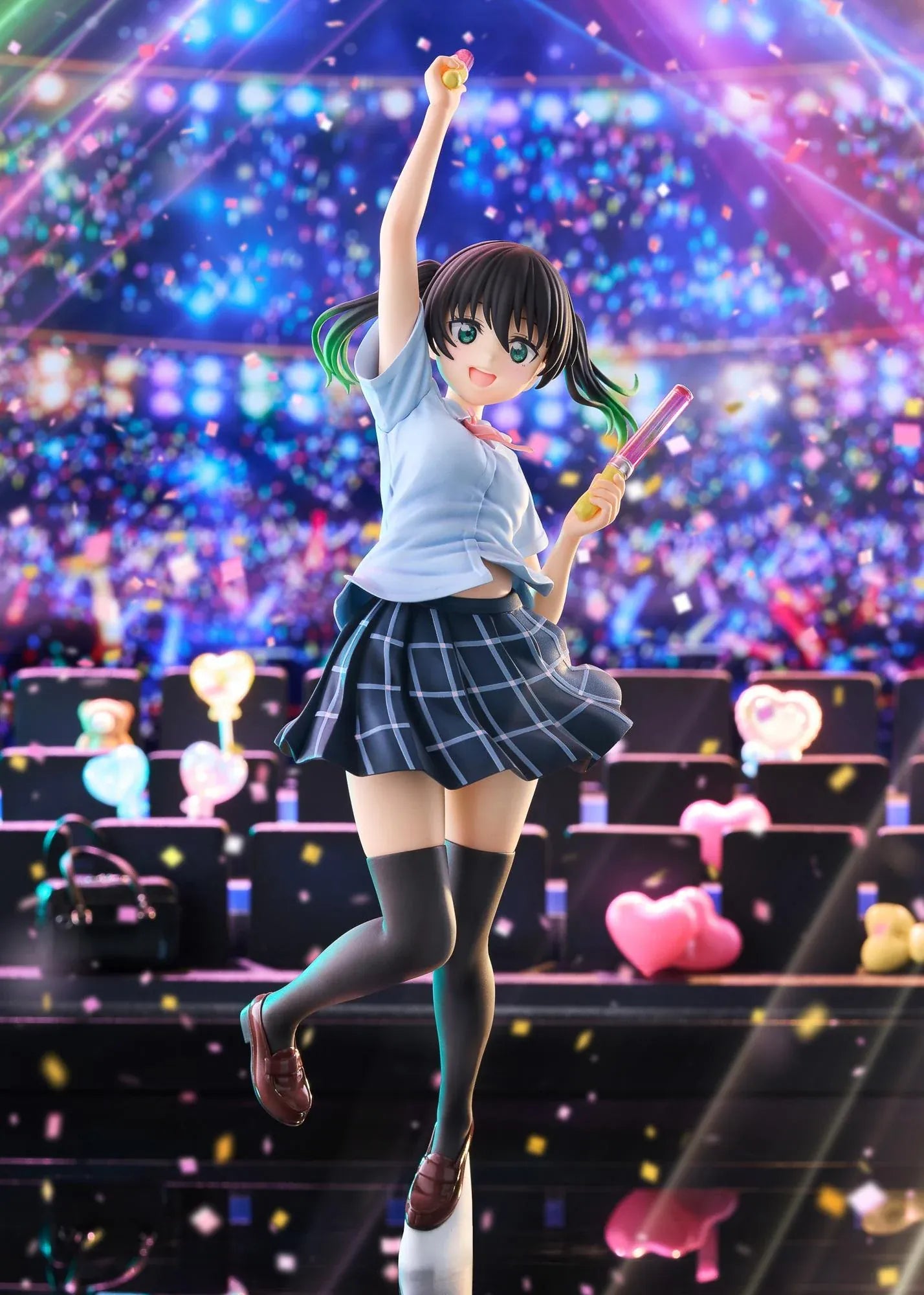 Love Live Nijigasaki High School Idol Club Yu Takasaki 1/7 scale figure jumping while holding two colorful penlights.